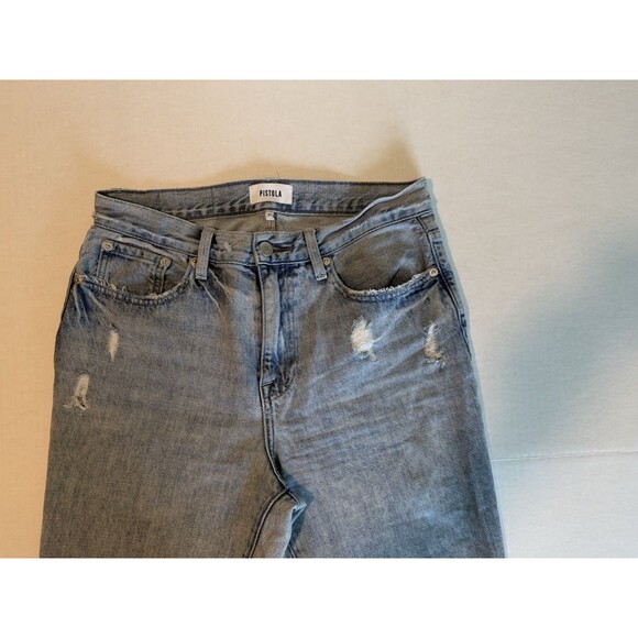 Pistola Jeans Women's Size 27 Light Blue 5-Pocket Distressed Denim Blue - Picture 2 of 13